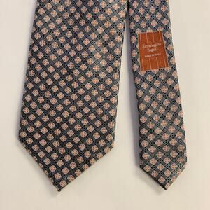 ERMENEGILDO ZEGNA One Size Grey Orange Silk Tie